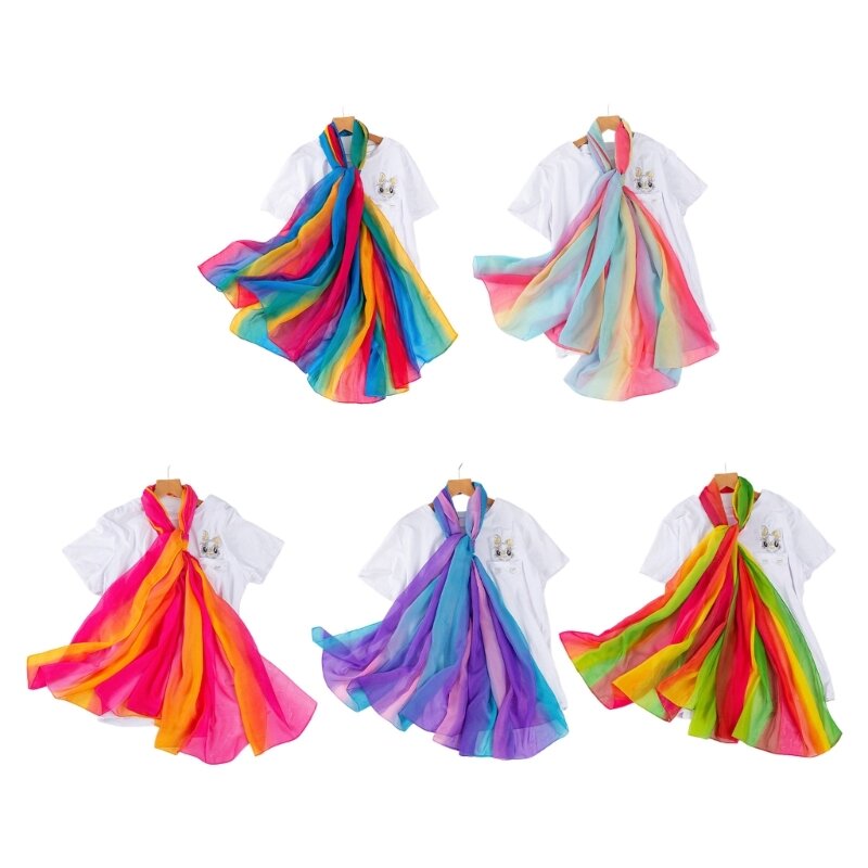 estilo feminino cor arco-íris lenço leve lenço à prova para o verão