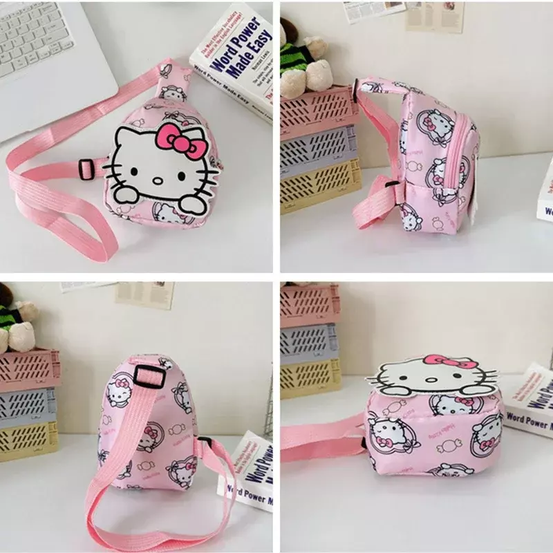 Sanrio-mochila de Hello Kitty Cinnamoroll para niño, bolso de hombro de dibujos animados, bolsa de pecho, bandolera de viaje, regalo de Navidad, 2024