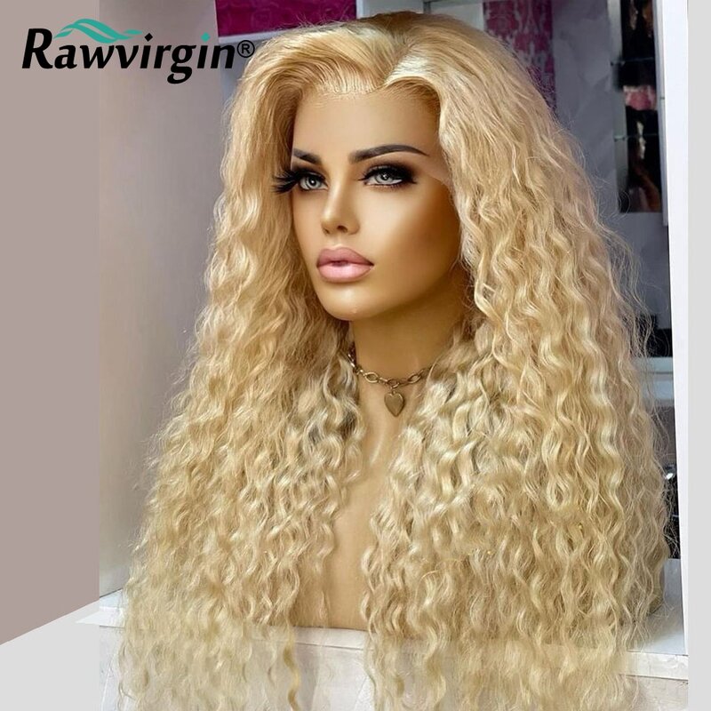 613 blond peruka z mocnymi lokami dla czarnych kobiet przezroczysta peruki typu Lace front na imprezę i Cosplay Barzilian dziewicze włosy peruka