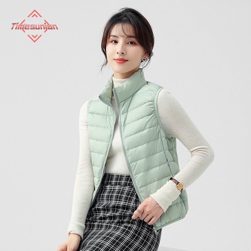 Winter Jackets for Women 2023 Fashion Casual Down Vest High Quality 90% White Duck Down Warm Stand Collar Sleeveless Vest Coat