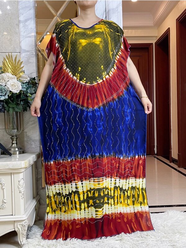 Robe Maxi en Coton pour Femme Musulmane, Dubaï, Floral, Diamants, Imprimé Léopard Africain, Abaya avec Grande Écharpe, 2024