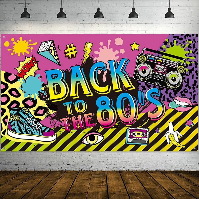 80's Party Decoraties, Extra Grote Stof Terug Naar De 80's Hiphop Sign Party Banner Fotocabine Achtergrond Achtergrond