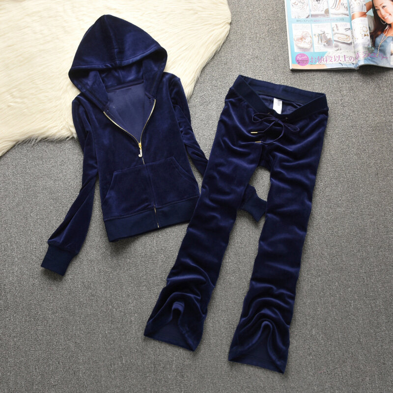 New Brand Women's Tracksuit 2024 Spring/Autumn Women's Sweatshirt and Flared Pants Sets Velvet Tracksuit Two Piece Sets