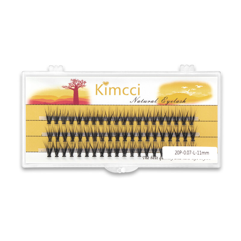 Kimcci-extensiones de pestañas de visón, 20P "L", 60 mechones, volumen ruso Natural, pestañas postizas individuales, maquillaje cilios