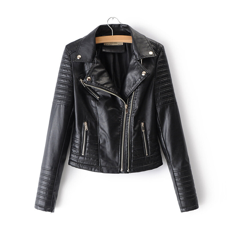 Модная женская осенне-зимняя мотоциклетная куртка из искусственной кожи, Женская мотоциклетная уличная одежда с длинным рукавом в стиле панк, черное пальто