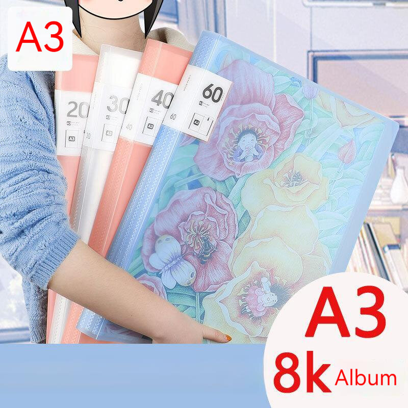 A3ファイルの表示ブック,20〜80ページの絵,アートコレクション,8kの透明アルバム,子供の報酬のためのポスターの保管