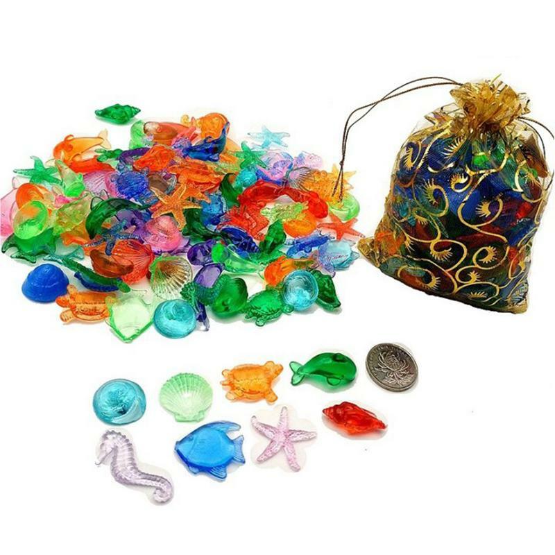 Прозрачные Акриловые драгоценные камни 100 шт. набор красочных морских животных декор для бассейна летние игрушки для плавания и дайвинга Детские драгоценности Кристалл исследовать игрушки