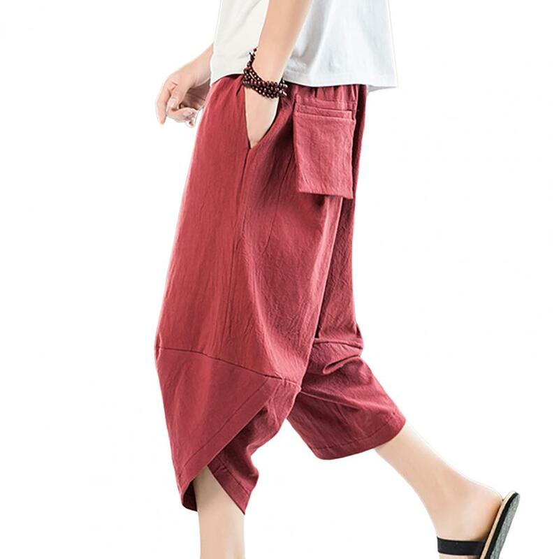 Perna larga solta Calças largas, estilo coreano Streetwear, perna cruzada Abrindo Calças, Bloomers, Calça de comprimento de bezerro, Corredores