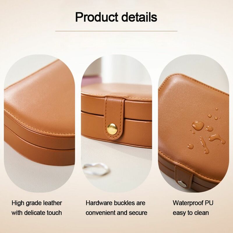 Solid Color Jewelry Box High-end Large Capacity PU Leather Jewelry Organizer Exquisite Double layered Travel Jewelry Case