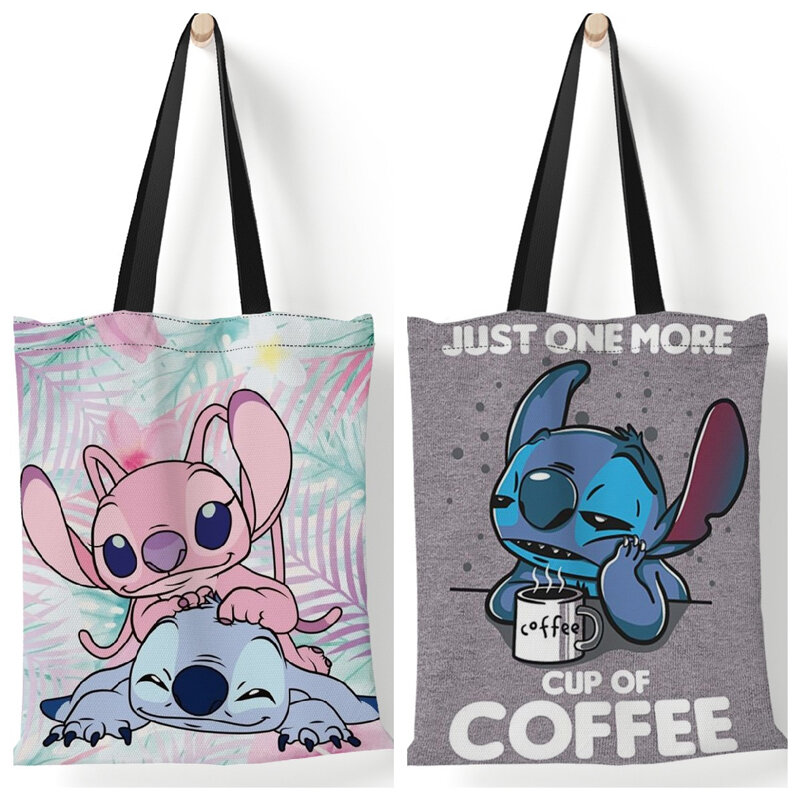 Sacs fourre-tout Disney Anime Figure Stitch pour femmes, sacs à main en toile, sacs à provisions de grande capacité, CAN o & Stitch, cadeaux pour filles, 35x40cm