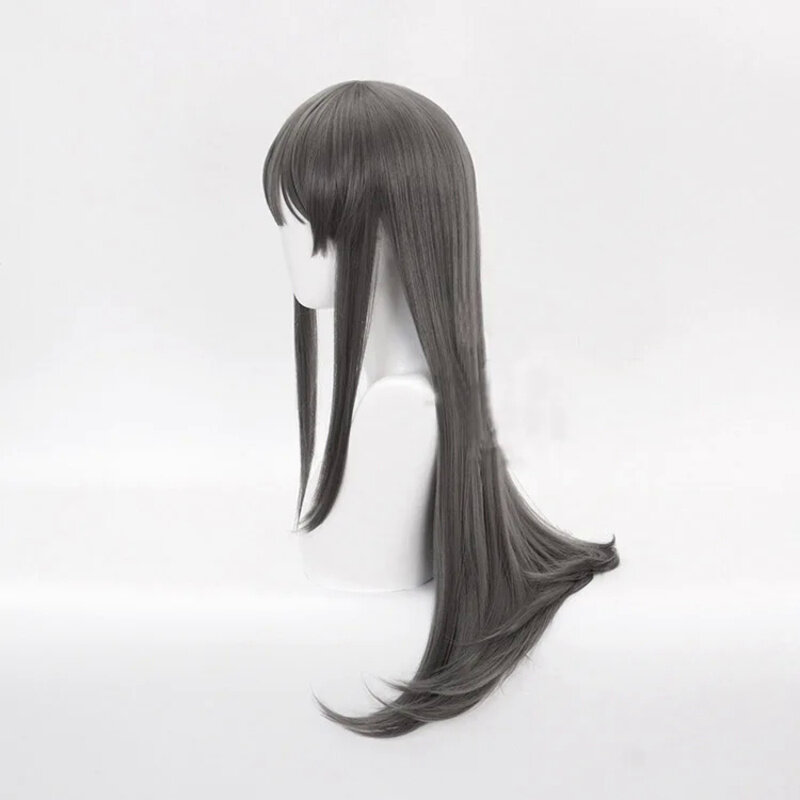 Łotr nie marzy o kostium króliczka Senpai Sakurajima Mai peruka do Cosplay syntetyczne z długich włosów peruki z prostymi siwymi włosami czapka z peruką