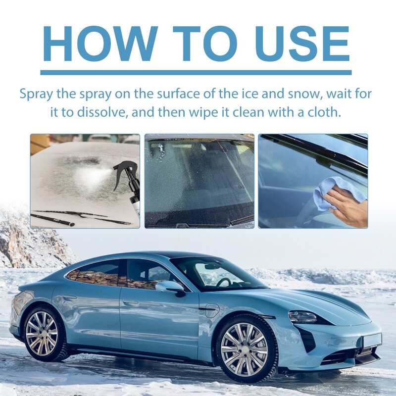 Handige Voorruit Deicer Spray 100 Ml Eenvoudig Te Gebruiken Glas Sneeuwsmeltmiddel Vorstpreventie Anti Ijsvorming