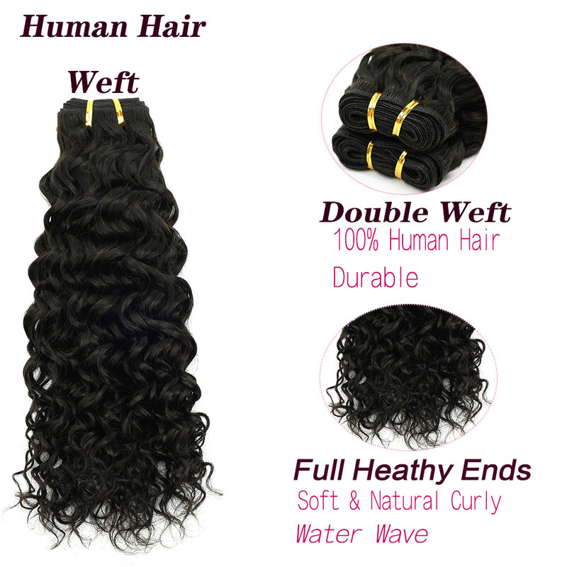 Lovevol Natural Curly Weaves Weft 100% Human Hair Bundles Brazilian Machine Made Remy Hair Water Wave Hair Bundles 14" to 22""