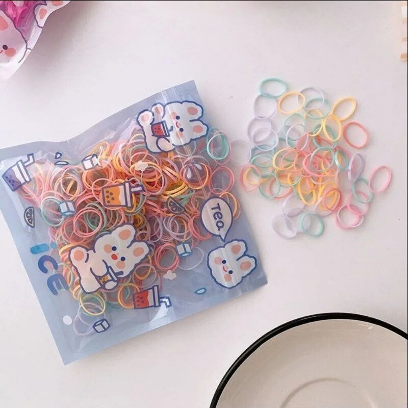 200pcs Elastic Disposable Hair Bands 200pcs Hair Ties Ponytail Holder Hair Accessories for Girls lovely