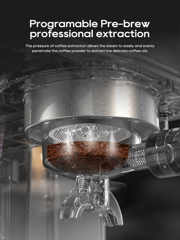 HiBREW Máquina de café Espresso Semi Automática, Cafeteira Fria e Quente, Metal Caseh10A, Temperatura Ajustável, 58mm Portafilter, 20Bar