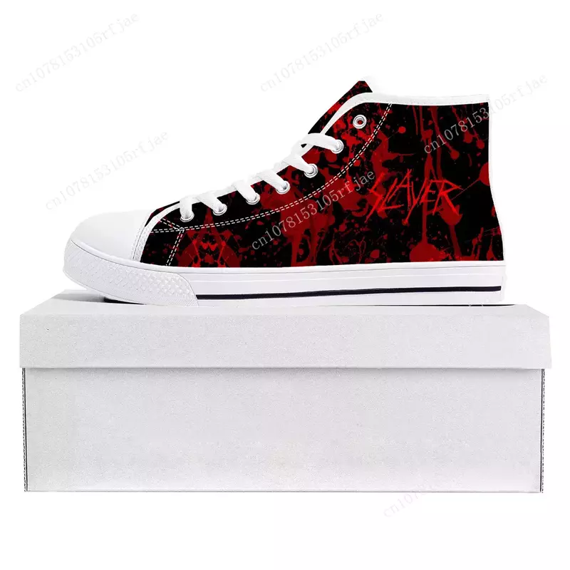 Slayer Heavy Metal Rock Band High Top High Quality Sneakers Mens Womens Teenager Canvas Sneaker Casual Couple Shoes Custom Shoe