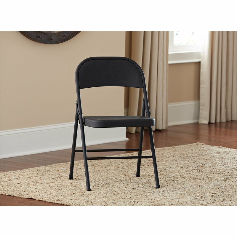 Mainstays-silla plegable de acero, color negro, paquete de 4 unidades