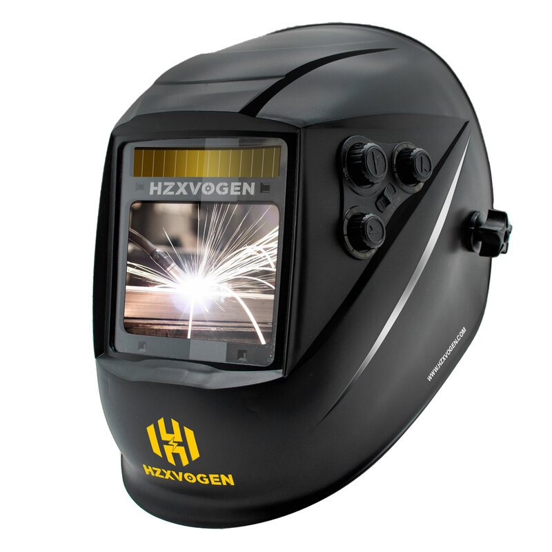 HZXVOGEN HV008 casco per saldatura Auto oscurante 100*97MM cappuccio per saldatura a visione grande True Color maschera per saldatore solare/alimentata a batteria