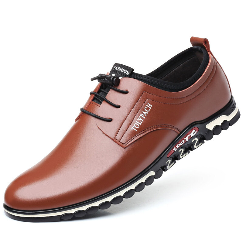 Primavera outono novos homens sapatos casuais tênis moda sólida sapatos de couro genuíno formal luz do negócio respirável plana dedo do pé redondo