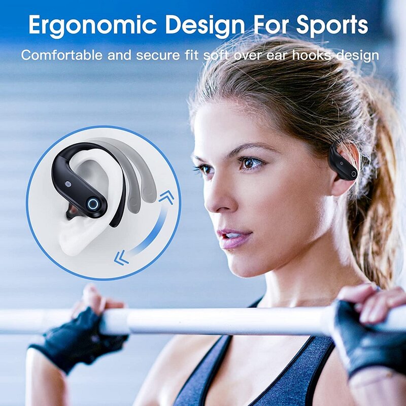Auriculares con Bluetooth y carga inalámbrica, audífonos estéreo con micrófono incorporado para deporte y correr