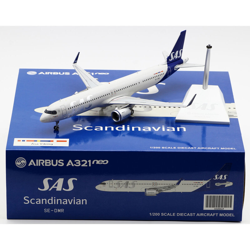 طائرة إسكندنافية من طراز داي على شكل طائرة ، هدية طائرة قابلة للجمع من سبيكة ، أجنحة JC ، 1:200 ، SAS ، Airbus A321Neo ، SE-DMR ، XX20049
