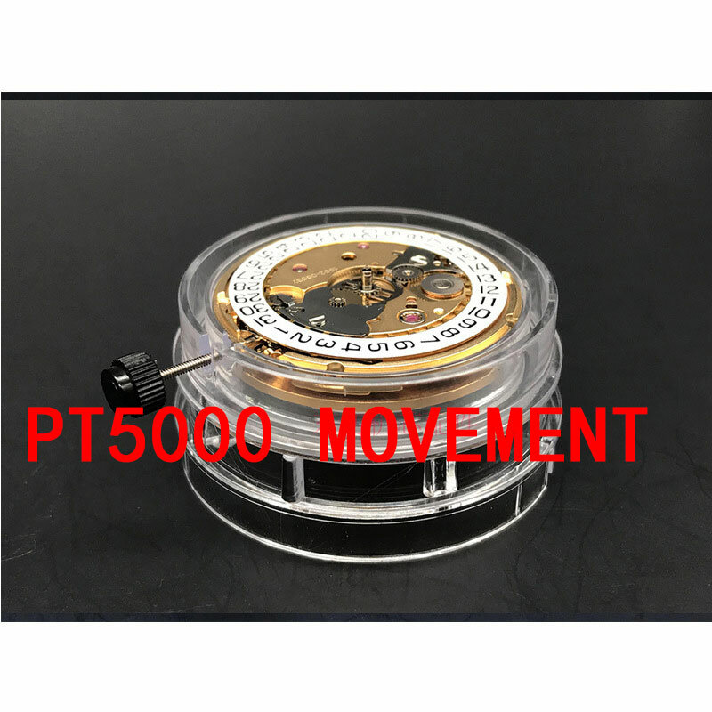 นาฬิกาข้อมือ Hong Kong PT5000สีทองใหม่อัตโนมัติมีสามขาปฏิทินกลไกโลหะคุณภาพสูง