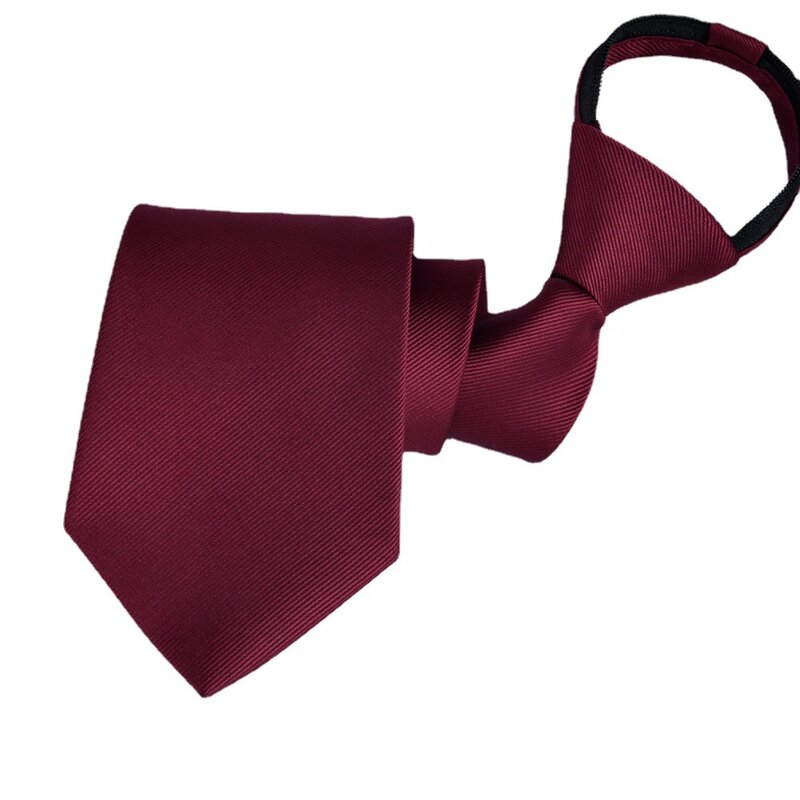 8 CM Zipper Men's Tie Red Wine Necktie For Men Silver Ties Solid Color Black Gravata Slim Wedding Necktie Accessories