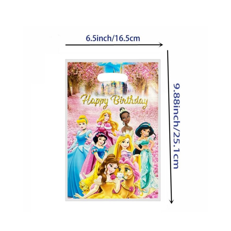 Disney Princess Candy Bag Mermaid Plastic Gift Bag Girls Birthday Decoration Christmas Snack Loot Package Festival Party Favor