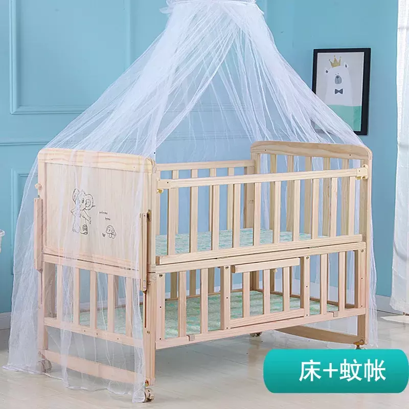 유럽 스타일 단색 목재 다기능 아기 침대, 도색되지 않은 나무 아기 침대, 도매