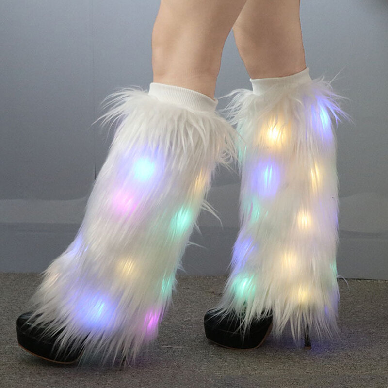 Calentadores de piernas con luces LED para mujer, cubiertas de botas, traje Rave, Medias brillantes, ropa de fiesta en club nocturno, accesorios, ropa de baile Tron