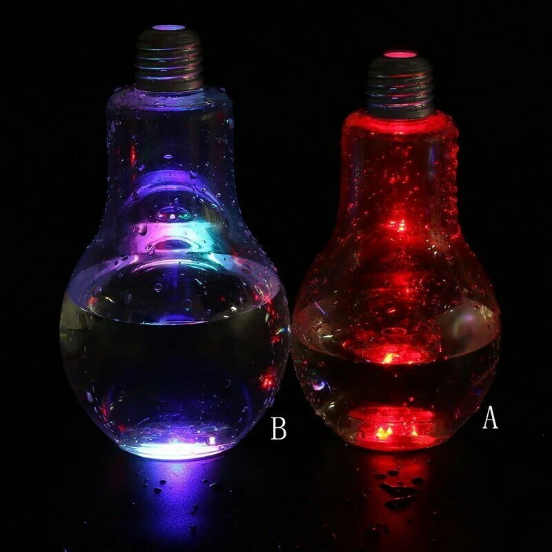 Desain Menakjubkan Led Bohlam Bersinar Botol Air Ringkas Lucu Jus Susu Bola Lampu Cangkir Anti Bocor