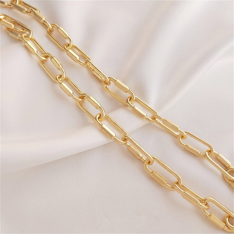 14K Gold-filled Long O Chain Oval Buckle Chain European and American Style Rough DIY Bracelet Necklace Handmade Loose Chain B653
