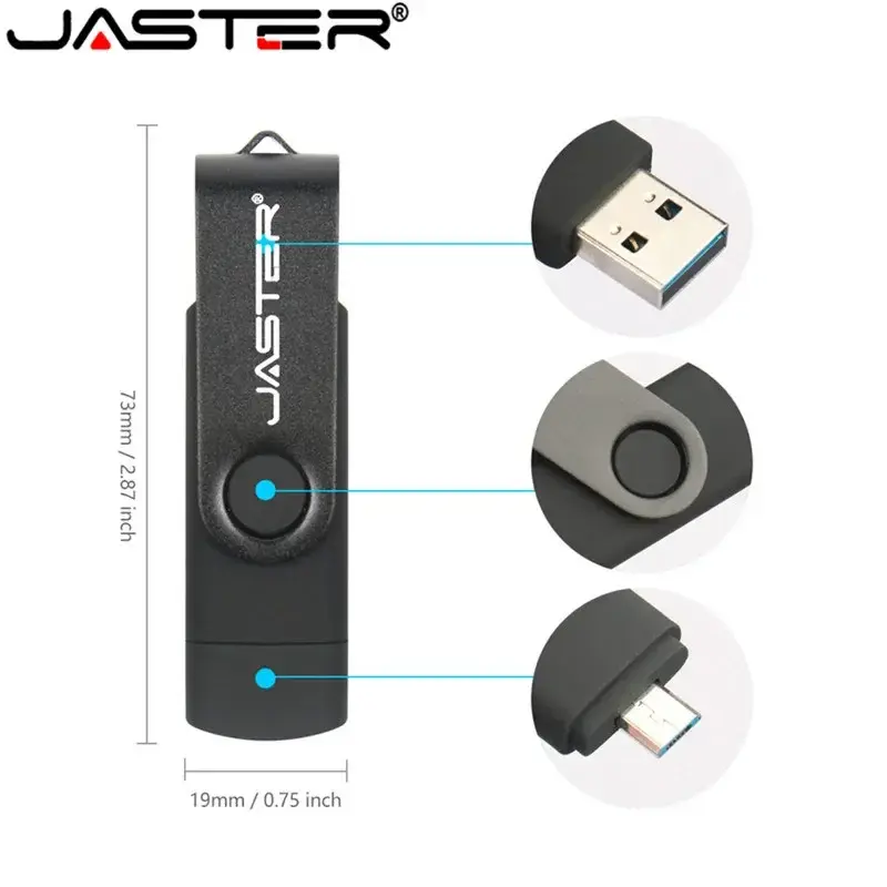 JASTER-3 인 1 OTG USB 2.0 플래시 드라이브 64GB, 마이크로 메모리 스틱 32GB 16GB, 삼성 및 컴퓨터 외부 저장 장치 8GB