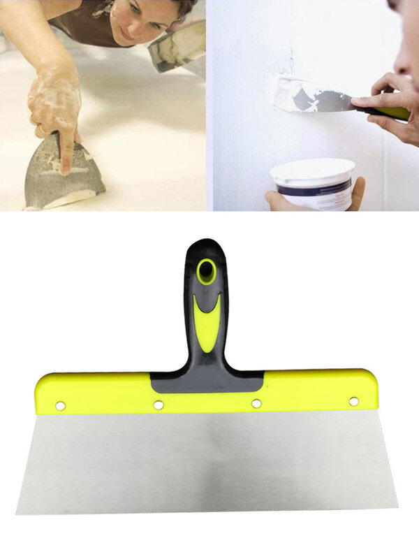 Cuchillo rascador de masilla con mango de plástico de acero elástico grueso de alta calidad, herramientas de construcción, 6/8/10/12 pulgadas, 1 ud.