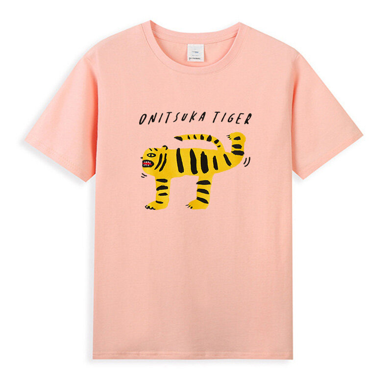 Camiseta de algodón con estampado de tigre para hombre y mujer, camiseta de manga corta con cuello redondo, ropa holgada elegante de Corea, marca de lujo y2k, verano, nuevo