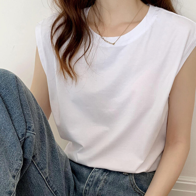 Frauen Sommer koreanische y2k T-Shirt Loos T-Shirt Tank Top ärmellose lässige Tank Top