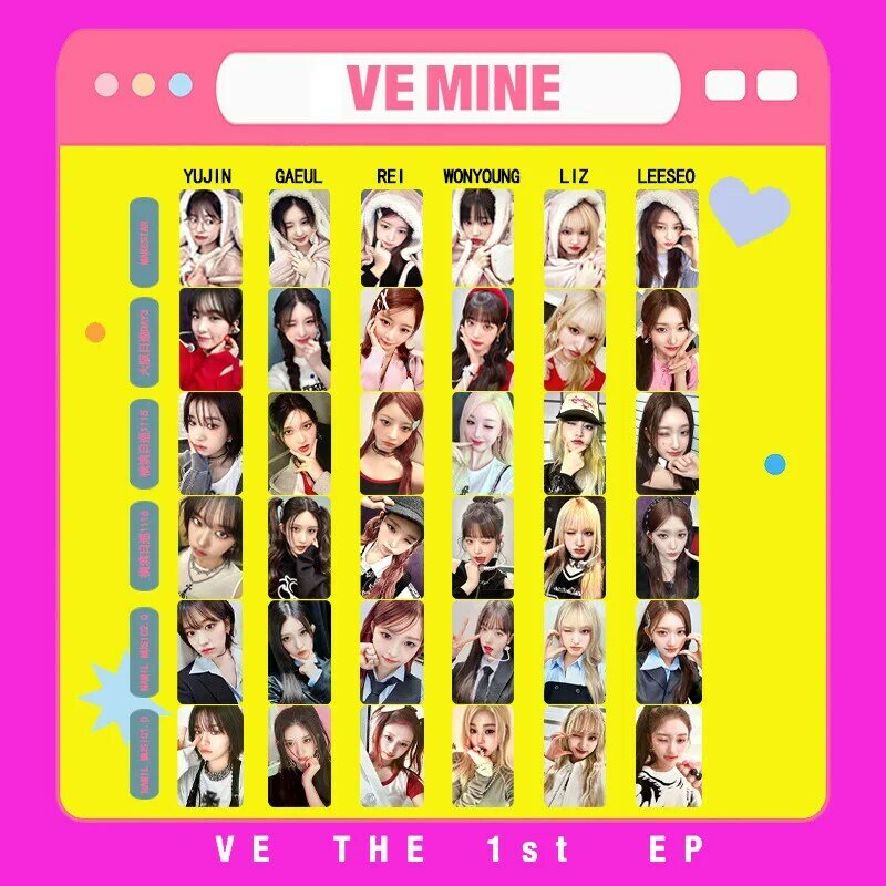 KPOP IVE 앨범 I'VE MINE Day Tour MAKESTAR LOMO 카드, YUJIN WONGYONG LIZ Rei Leeseo Gaeul 소녀 선물 엽서, 사진 카드, 6PCs/세트