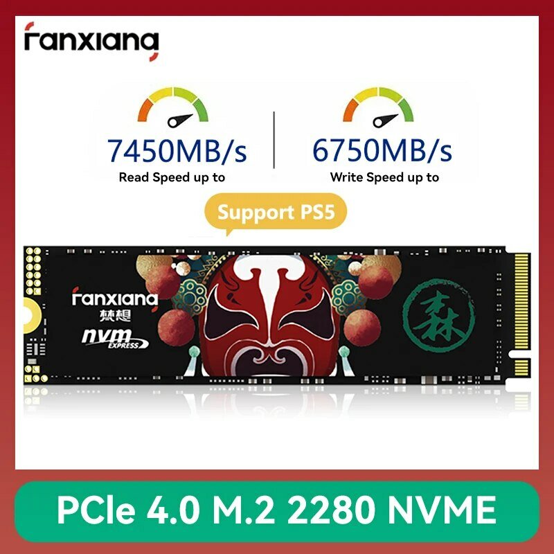 Fanxiang 7400 MB/s SSD NVMe M.2 2280 2TB 1TB Interne Solid State Hard Disk PCIE 4.0x4 2280 SSD Drive voor PS5 Laptop Desktop