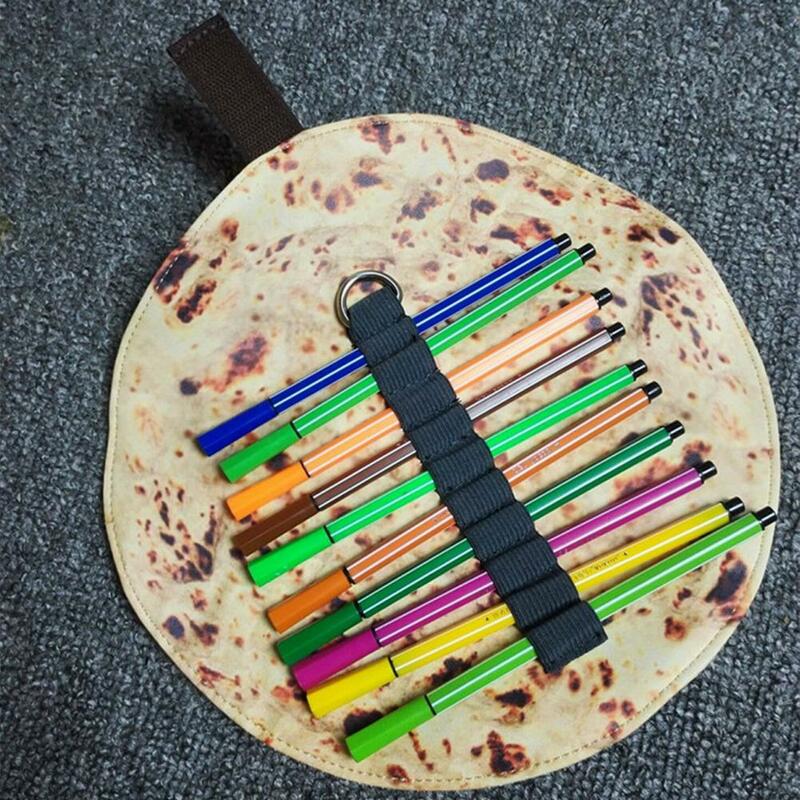 Engraçado Tortilla Roll-Up Pencil Bag, Pencil Case Holder, Estética Roll-Up Saco De Armazenamento, Material Escolar
