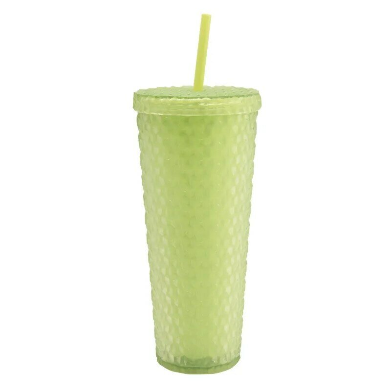 Mainstays 4-Pack 26-Ounce Textured Tumbler with Straw, Matte Green
