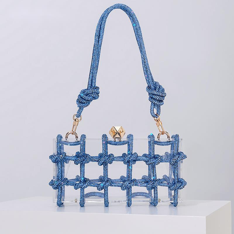 Женский ремешок, сумка через плечо, сумочка, прозрачный акриловый клатч с бриллиантами, Y2k плетеная веревка, искусственная Свадебная вечеринка