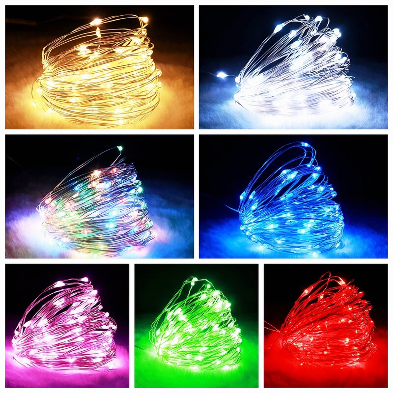 Guirlanda Fairy Lights com fio de cobre, Cordas LED, Iluminação para o Natal, Quarto, Decoração de casamento, 1m, 2m, 5m, 10m