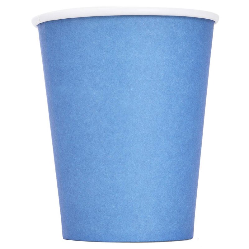 HOT-40 Pcs Paper Cups (9Oz) - Plain Solid Colours Birthday Party Tableware Catering, 20 Pcs Blue & 20 Pcs Red