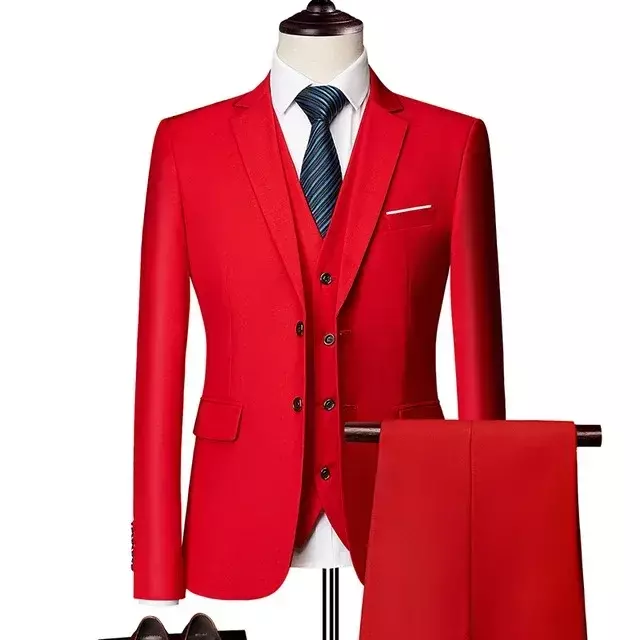 Traje de negocios Formal amarillo para Hombre, Blazer ajustado informal inteligente, conjunto de 3 piezas personalizado, chaqueta, pantalón, chaleco, traje de moda para Hombre