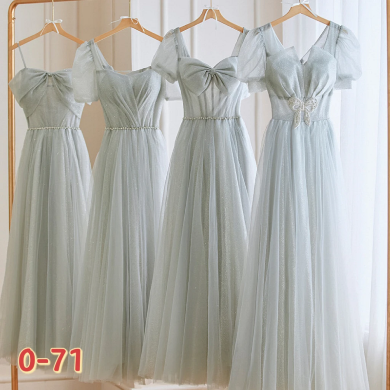 Women's gray bridesmaid dress spring long