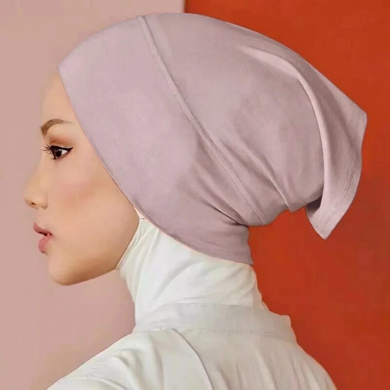 Женские хиджабы, новинка, разноцветная эластичная мерсеризованная хлопковая нижняя часть, маленькая шляпа, эластичная Женская толстовка, шапка
