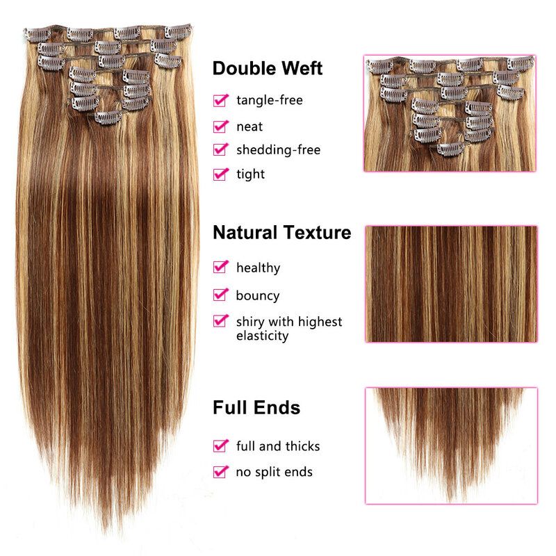Clip in Hair Extensions Real Human Hair 100% Remy Human Hair Clip in Extensions Straight Real Human Hair Clip in Hair Extensions
