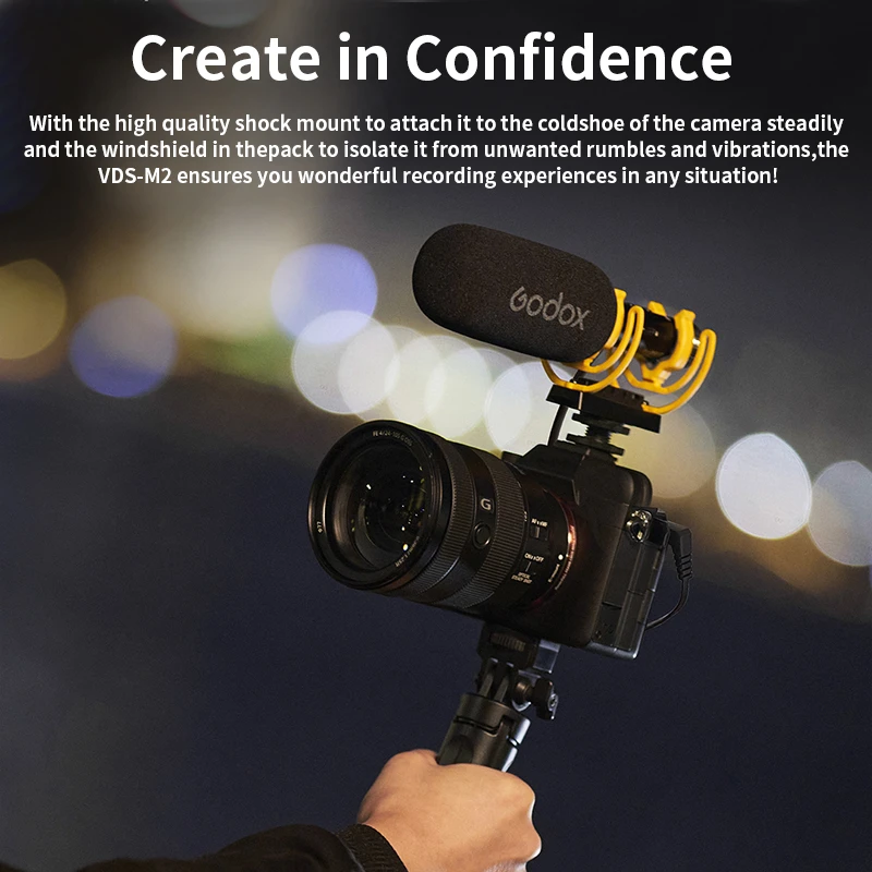 Godox Microphone fusil de chasse directionnel VDS-M2 + Antichoc Lyre Rycote Compatible avec les appareils photo, les caméscopes, les smartphones, les tablettes