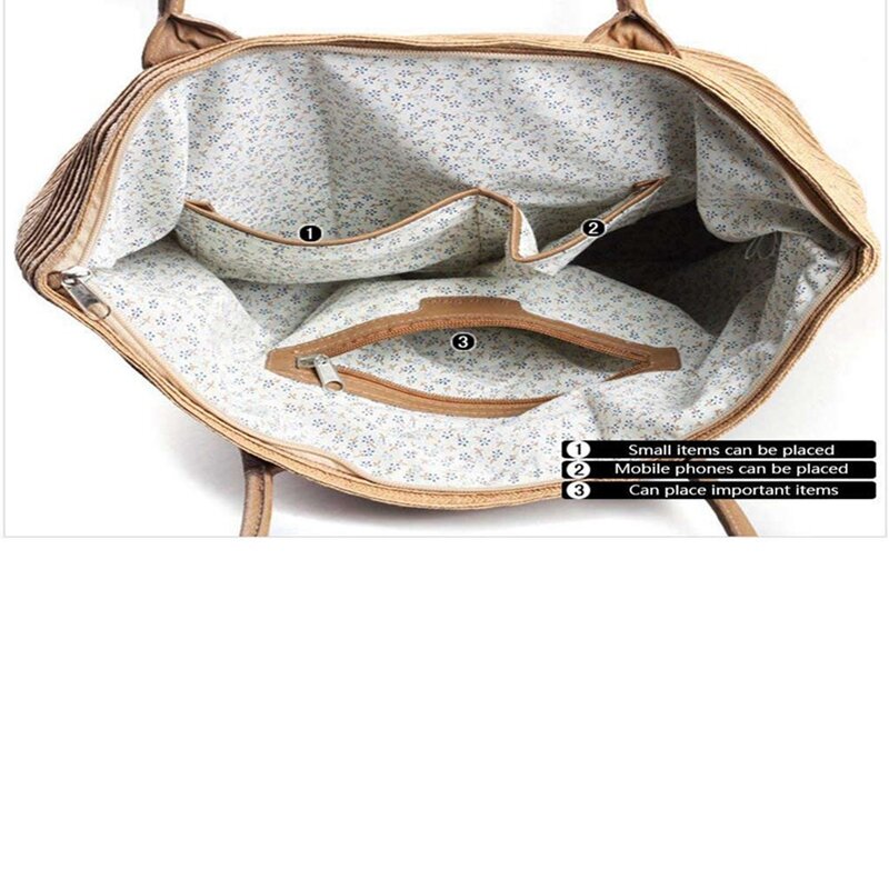 Женская сумка для покупок, органайзер, пляжная сумка-тоут и 1 шт. мини-сумка, плетеная искусственная соломенная сумка через плечо