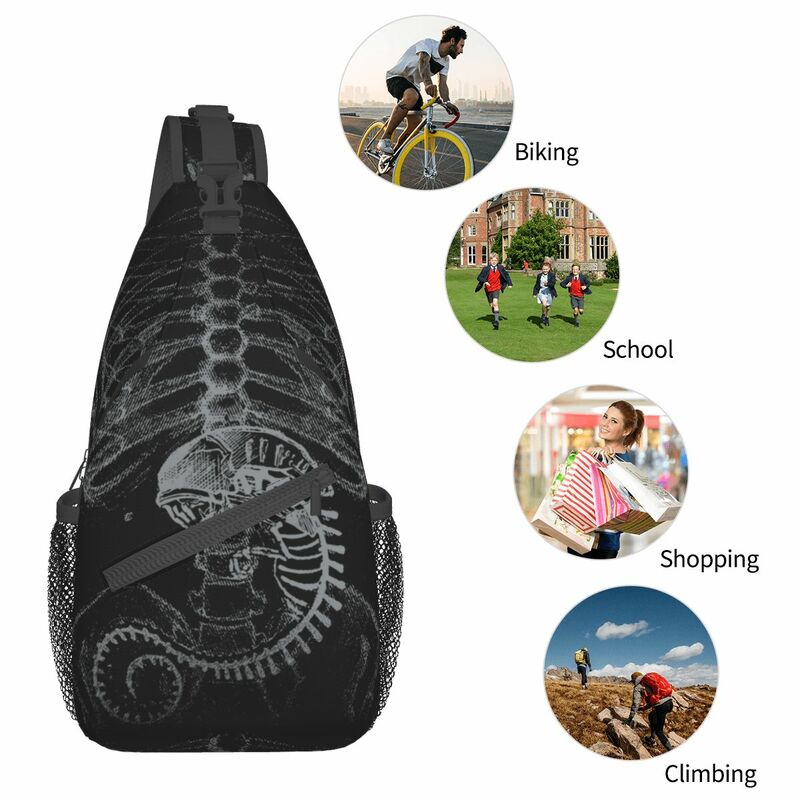Alien Vs Predator----Alien Bone Covenant Bone----Human Body Embryo X-Ray Crossbody Sling Bag Chest Bag Shoulder Backpack Daypack
